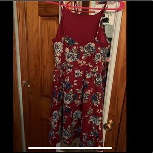 Red dress with flower print